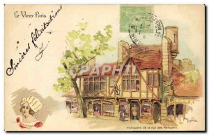 Old Postcard Old Paris Au Bon Marche Stalls street walls Chocolate Guerin Bou...