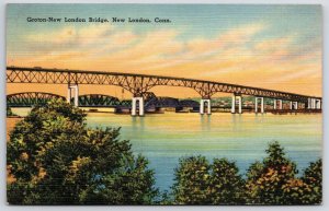 1946 Groton-New London Bridge New London Connecticut CT Posted Postcard