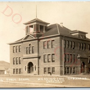 c1900s Wessington Springs, SD RPPC Public School Real Photo Postcard C Slack A84