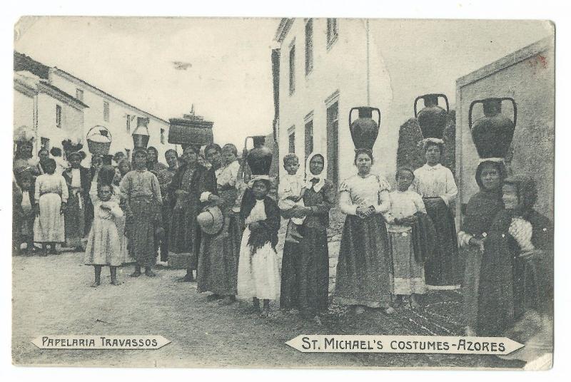 St Michaels Costumes, Azores PPC, Unposted, Early Social History Card