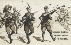 Military satire WW1 Let's run away William the mandolin players are coming!