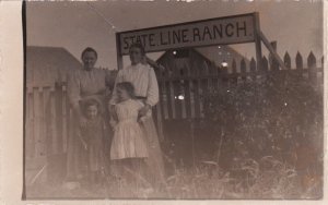 RPPC Postcard Women + Girls Outside Fence State Line Ranch