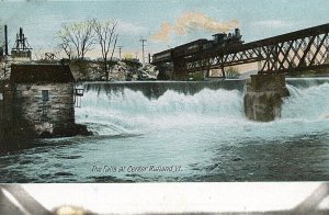 Postcard Early View of Train crossing The Falls at Rutland, VT    S7