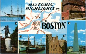 Postcard MA Boston Historic Highlights multiview