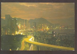 CENTRAL HONG KONG CHINA CAUSEWAY BAY AT NIGHT POSTCARD