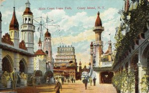 LPS64 Coney Island Amusement Park NY Postcard Main Court Luna Park Flying Swing