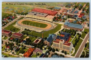 Omaha Nebraska NE Postcard Air View Creighton University Exterior Building c1953