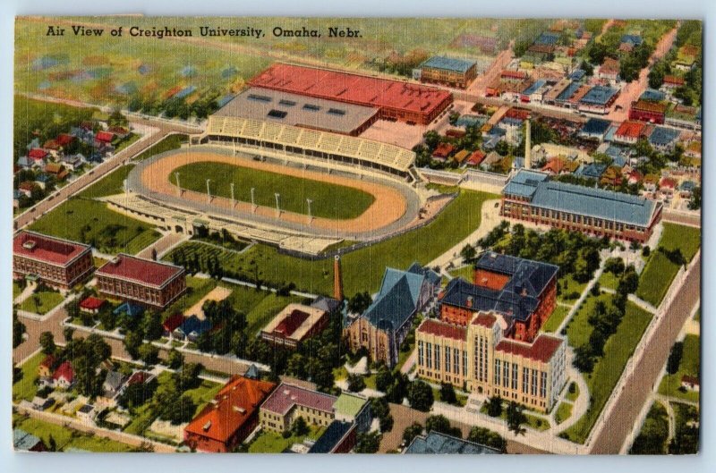 Omaha Nebraska NE Postcard Air View Creighton University Exterior Building c1953