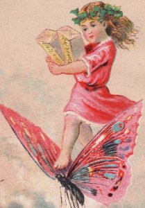 1880s Enterprise Coffee Fantasy Fairy Riding On Butterfly #1 P179