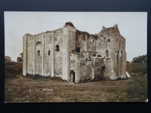 Norfolk CASTLE RISING showing TENTS AT FOOT OF CASTLE WALL - Old RP Postcard