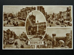 Lancashire Gt Manchester BURNLEY 5 Image Multiview c1940s RP Postcard