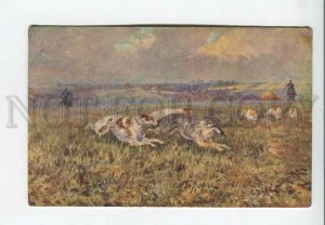 3183251 RUSSIA HUNTING GK von Meyer BORZOI dogs wolf Vintage