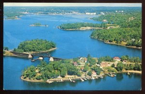 h1319 - PARRY SOUND Ontario Postcard 1960s Aerial View. Bridge