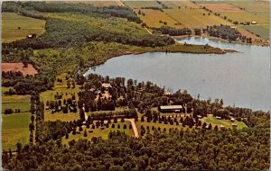 Aerial View, Camp Alexander Mack Lake Waubee Milford IN Vintage Postcard V52