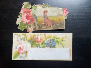 Victorian Trade Card Lot of 2 Victorian Images of Roses & Flowers