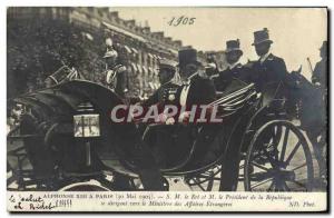 Old Postcard Visit of HM Alfonso XIII in Paris HM King M and the President of...