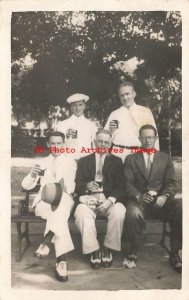 Advertising Postcard, RPPC, Men Drinking Tropical Beer at Beer Garden, Photo