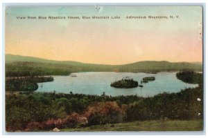 c1910 View from Blue Mountain House Lake Adirondack NY Handcolored Postcard