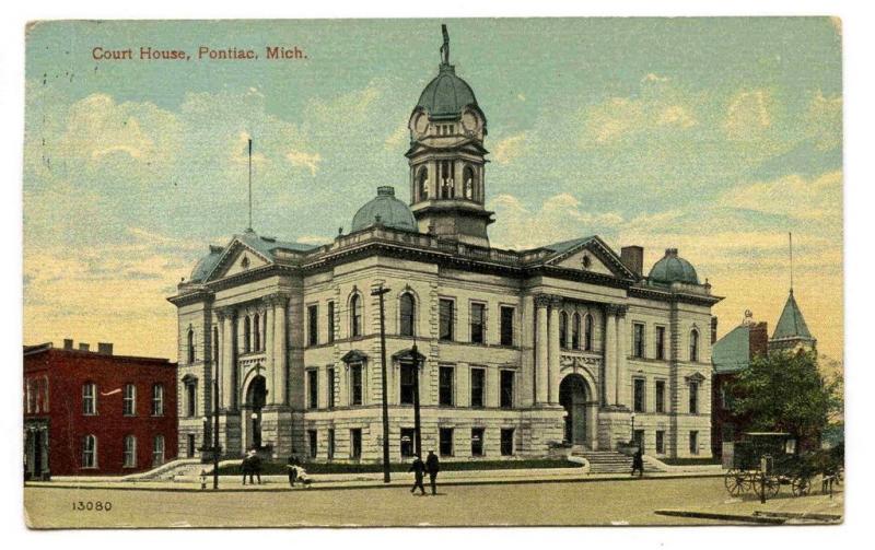 Court House Pontiac Michigan 1914 postcard