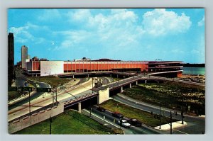 Detroit MI, Cobo Hall, Expressway, Spiral Ramp Parking Chrome Michigan Postcard 