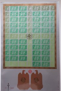 GERMAN EMPIRE THIRD REICH CINDERELLA COMPLETE STAMP SHEET HITLER GERMANIA MNH