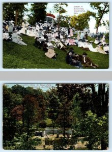 2 Postcards CEDAR RAPIDS, Iowa IA ~ Scenes BEVER PARK Sunday Crowd c1910s