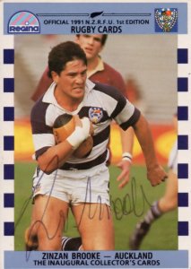 Zinzan Brooke Auckland Team Rugby 1991 Hand Signed Card Photo