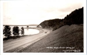 RPPC LAKE HELEN, Ontario,  Canada   View of LAKE, Church, Cars c1940s   Postcard