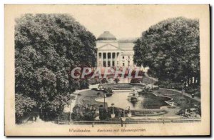 Old Postcard Wiesbaden Kurhaus mit Blumengarten