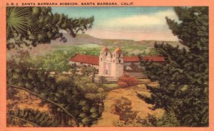 Vintage Postcard Santa Barabara Mission Queen Of Missions Santa Barbara Calif.