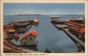 Port Arthur Ontario ON Canadian National Docks Steamers Murray's Grill Ad PC