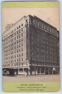 1910 Cleveland Ohio OH Vintage Postcard Hotel Auditorium Downtown Hotel Building