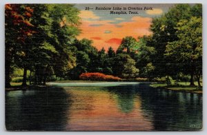 Memphis Tennessee~Overton Park~Rainbow Lake~Sunset~Reflection~Linen 1952 PC