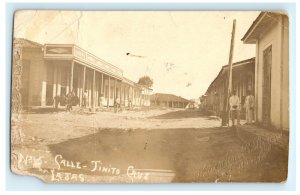 Early Calle Tinito Cruz Lajas Cuba Real Photo RPPC Postcard (P40)