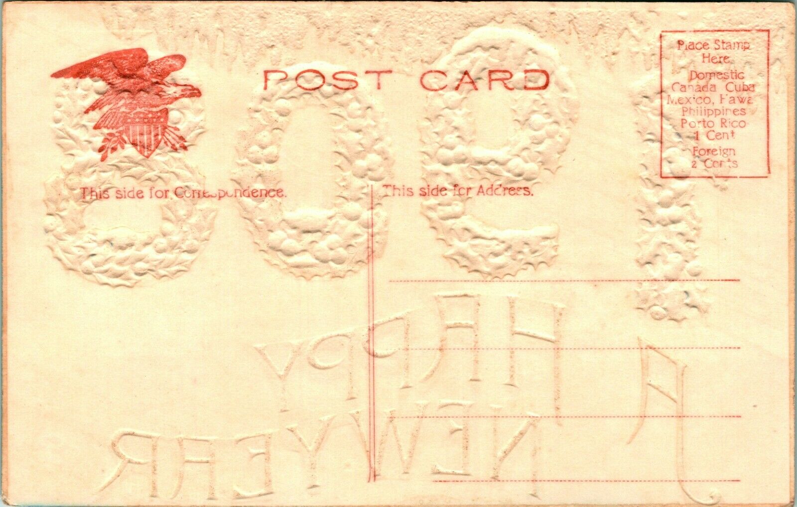 CPA CARTE POSTALE Meilleurs Voeux Nouvelle Année 1908 Art nouveau Fleuri EUR 2,90 - FR