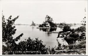 Rocky Isles of Georgian Bay Ontario ON Unused J. W. Bald RPPC Postcard E39