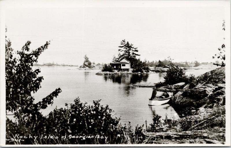 Rocky Isles of Georgian Bay Ontario ON Unused J. W. Bald RPPC Postcard E39