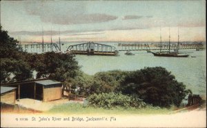 Jacksonville Florida FL River Bridge Rotograph 1900s-1910s Postcard