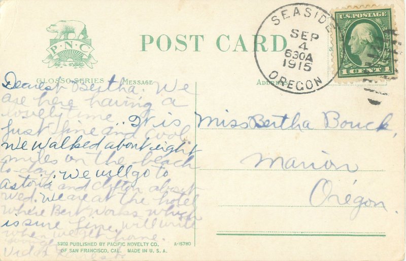 Seaside Oregon On the Boardwalk 1915 Postcard