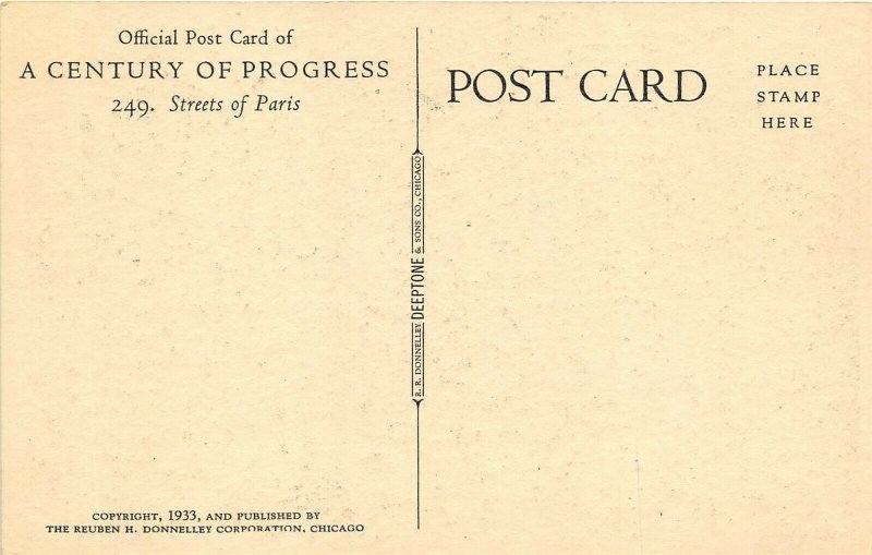 Century of Progress Chicago World's Fair 1933 Postcard Streets Of Paris 