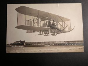 Mint Postcard RPPC USA Long Beach California CA Biplane Aircraft Flight