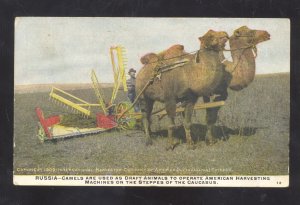 INTERNATIONAL HARVESTER COMPANY RUSSIA CAMELS FARMING ADVERTISING POSTCARD