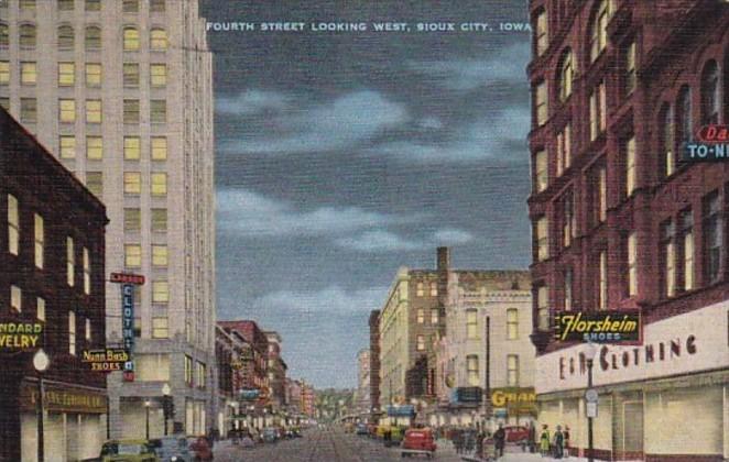 Iowa Sioux City Fourth Street Looking West 1944