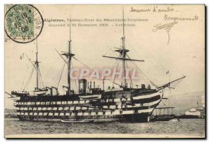 Old Postcard Boat Sailing Ship Algeciras School of mechanics destroyers