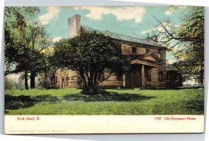 Old Davenport House, Rock Island Illinois Undivided Back Vintage Postcard H17