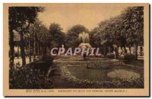 Old Postcard Bad Ems Kuranlage mit Blick zum Denkmal Kaiser Wilhelm I