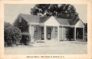 G64/ Sanford North Carolina Postcard 1949 Jefferson Motel Building
