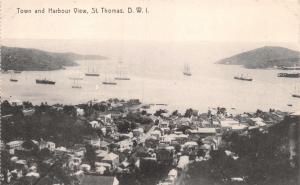 ST THOMAS DANISH WEST INDIES~TOWN & HARBOUR VIEW~LIGHTBOURNS PHOTO POSTCARD 1910