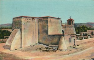 Old Church Los Ranchos De Taos New Mexico  Vintage Postcard