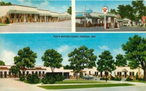 Cabool Missouri Gas Pumps Texaco Tod's Motor Court MWM CO Postcard 21-3054